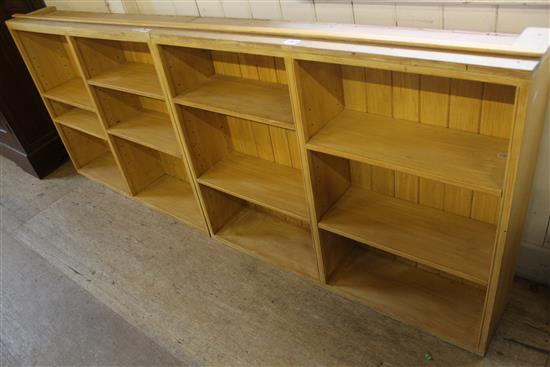 2 section grained pine low bookcase(-)